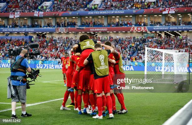 Goal Adnan Januzaj midfielder of Belgium during the FIFA 2018 World Cup Russia group G phase match between England and Belgium at the Kaliningrad...