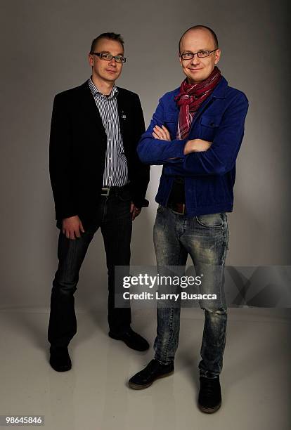 Producer Kimmo Paananen and director Mika Ronkainen from the film "Freetime Machos" attend the Tribeca Film Festival 2010 portrait studio at the...