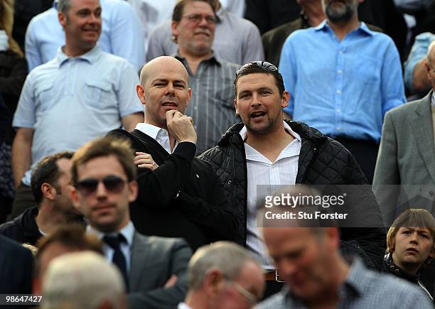 Newcastle fan and England cricketer Stephen Harmison looks on before the Coca Cola Championship match between Newcastle United and Ipswich Town at...