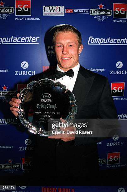 Jonny Wilkinson of Newcastle after being presented with The Daily Telegraph Readers'' Player of the Year Award at Lord's Cricket Ground, London....