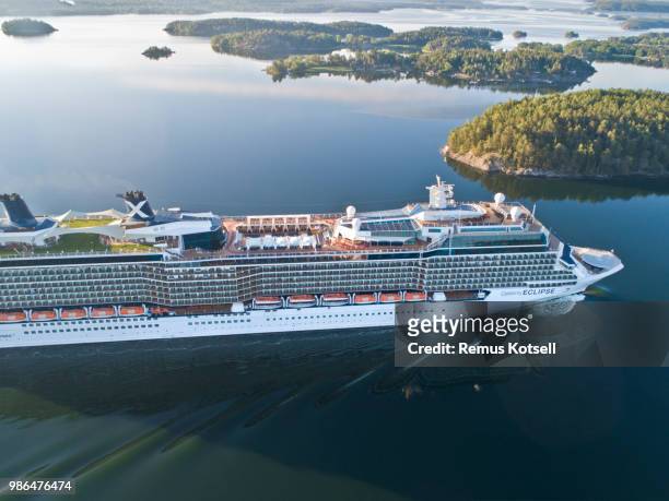 celebrity eclipse cruiser ship in the stockholm swedish archipelago - remus kotsell stock pictures, royalty-free photos & images