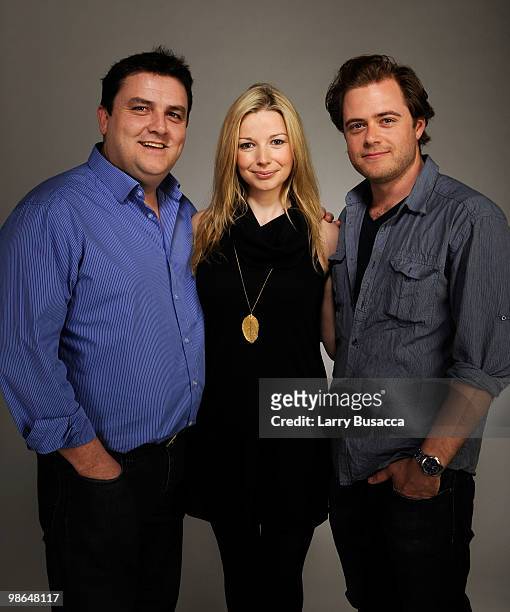 Actors Simon Delaney, Janice Byrne and Rory Keenan from the film "Zonad" attend the Tribeca Film Festival 2010 portrait studio at the FilmMaker...