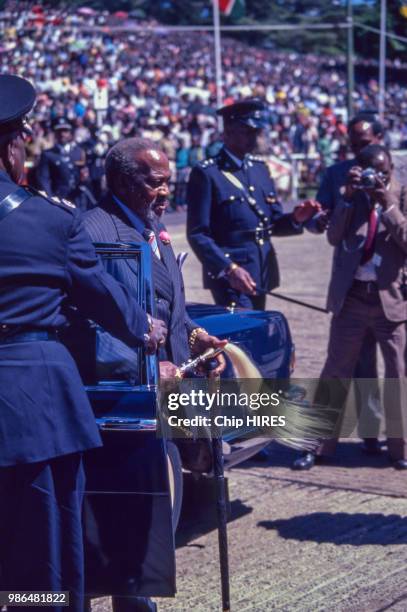 Le président du Kenya Jomo Kenyatta à Nairobi en juillet 1978, Kenya.