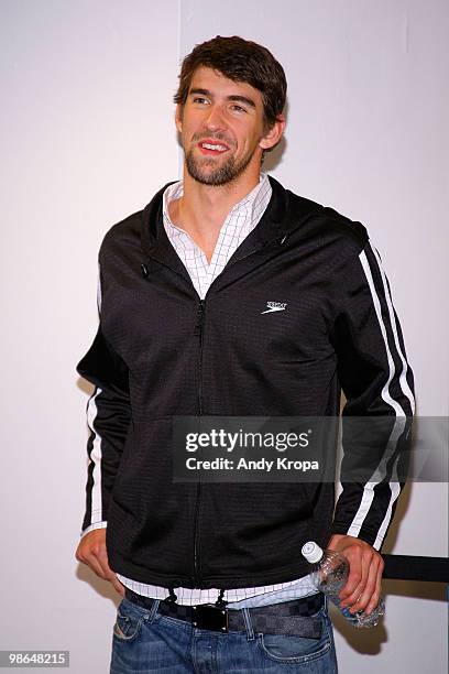 Michael Phelps visits Macy's Herald Square on April 24, 2010 in New York City.