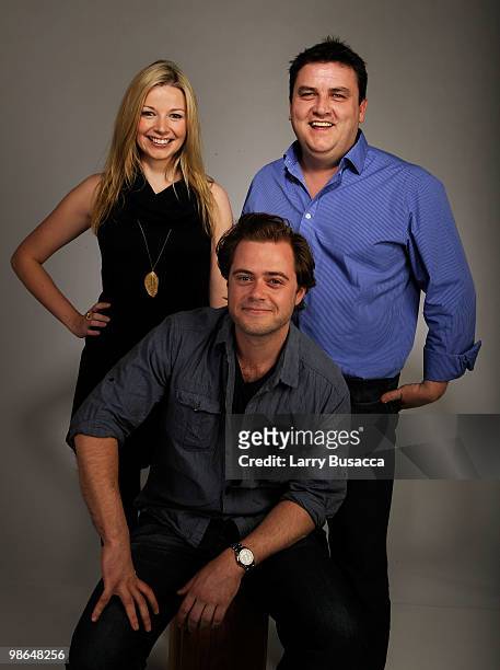 Actors Janice Byrne, Simon Delaney and Rory Keenan from the film "Zonad" attend the Tribeca Film Festival 2010 portrait studio at the FilmMaker...