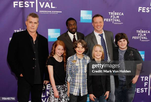 Actor Ray Liotta, Carolina Andrus, Doug E. Doug, Bobby Coleman, Christian Martyn, Director Robert Kirbyson, and Josh Flitter attend the "Snowmen"...