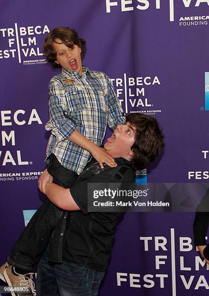 Actor Bobby Coleman and Josh Flitter attend the "Snowmen" premiere during the 9th Annual Tribeca Film Festival at the School of Visual Arts Theater...