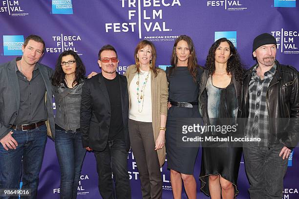 Actor Edward Burns, Ali Hewson, musician Bono, Tribeca Film Festival co-founder Jane Rosenthal, model Christy Turlington Burns, Morleigh Steinberg...