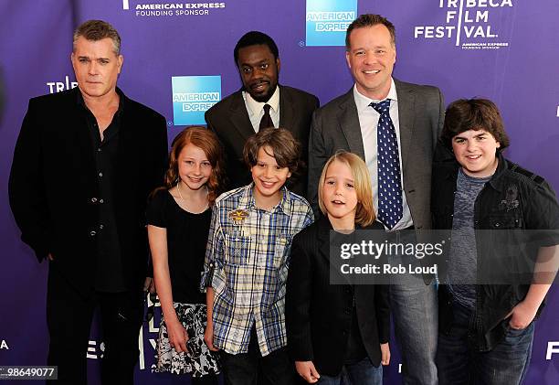 Actors Ray Liotta, Doug E. Doug and director Robert Kirbyson with actors Carolina Andrus, Bobby Coleman, Christian Martyn and Josh Flitter attend the...