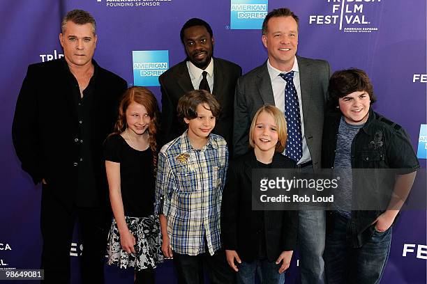 Actors Ray Liotta, Doug E. Doug and director Robert Kirbyson with actors Carolina Andrus, Bobby Coleman, Christian Martyn and Josh Flitter attend the...