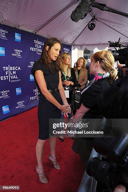 Model Christy Turlington Burns attends the premiere of "No Woman No Cry" during the 2010 Tribeca Film Festival at Village East Cinema on April 24,...