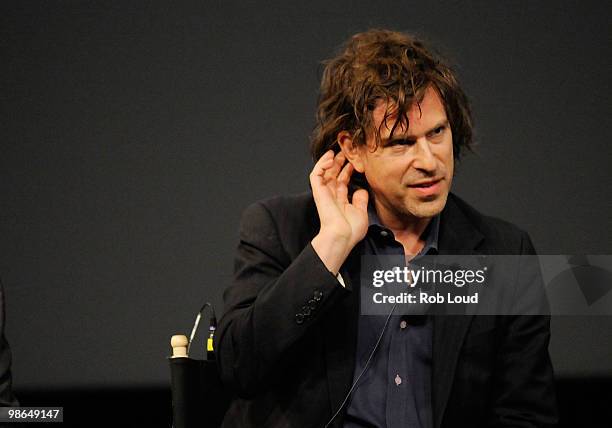 Writer/director Brett Morgen speaks at the panel and screening of "Beyond Playing The Field" during the 2010 Tribeca Film Festival at the School of...