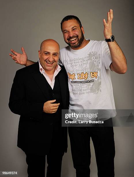 Comedian Omid Djalili and director Ahmed Ahmed from the film "Just like us" attend the Tribeca Film Festival 2010 portrait studio at the FilmMaker...