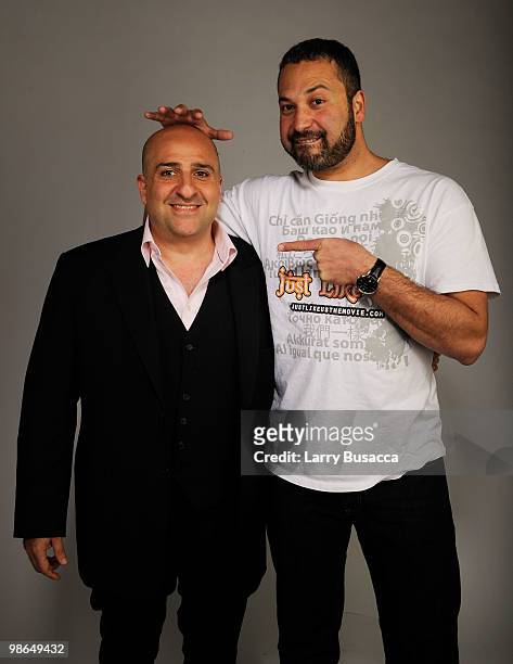 Comedian Omid Djalili and director Ahmed Ahmed from the film "Just like us" attend the Tribeca Film Festival 2010 portrait studio at the FilmMaker...