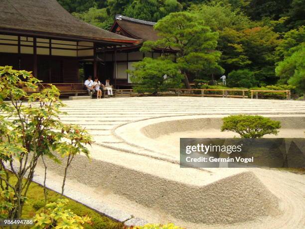 kyoto silver pavilion ginkakuji ginshadan and dry garden - japan - ginkaku ji temple stock pictures, royalty-free photos & images