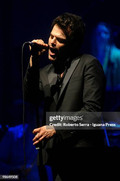 Italian popsinger Francesco Renga perform his recital "orchestraevoce" at Manzoni theatre on April 24, 2010 in Bologna, Italy.