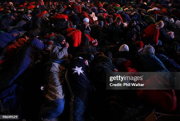 People camp overnight at ANZAC Cove before the Dawn Service on April 25, 2010 in Gallipoli, Turkey. Today commemorates the 95th anniversary of ANZAC...