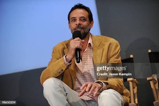 Actor Alexander Siddig speaks at Meet The Filmmaker: "Cairo Time" presented by Apple Store Soho at the Apple Store Soho on April 24, 2010 in New York...