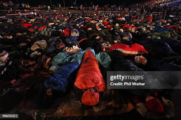People camp overnight at ANZAC Cove before the Dawn Service on April 25, 2010 in Gallipoli, Turkey. Today commemorates the 95th anniversary of ANZAC...