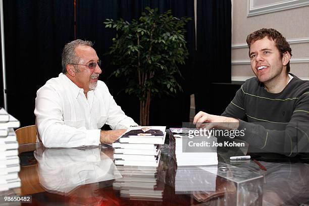 Songwriter Emilio Estefan attend bolgger Perez Hilton attend the celebrity author series "Friends and Authors" book signing at Foxwoods Resort Casino...