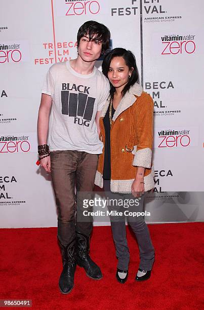Actor , Ezra Miller and Zoe Kravitz attend the "Every Day" premiere during the 9th Annual Tribeca Film Festival at the Tribeca Performing Arts Center...