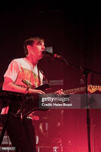 Jack Steadman of Bombay Bicycle Club performs on stage at The Forum on April 24, 2010 in London, England.