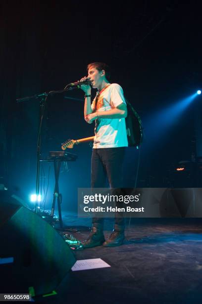 Jack Steadman of Bombay Bicycle Club performs on stage at The Forum on April 24, 2010 in London, England.