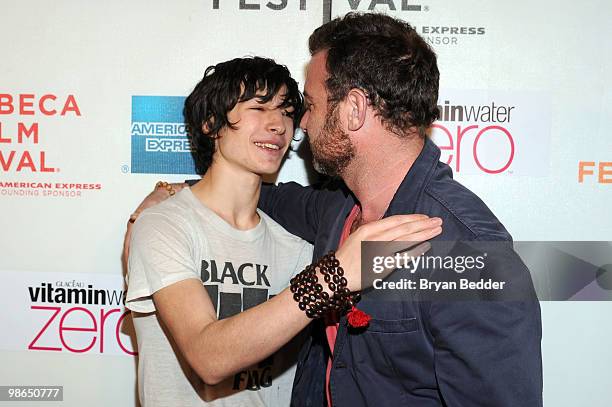 Actors Ezra Miller and Liev Schreiber attend the premiere of "Every Day" during the 2010 Tribeca Film Festival at the Tribeca Performing Arts Center...