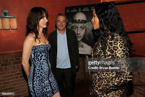 Juliette Lewis and Tribeca Film Festival co-founder, Robert De Niro speak with Grace Hightower at Tribeca Film "Metropia" Cocktails at City Hall...