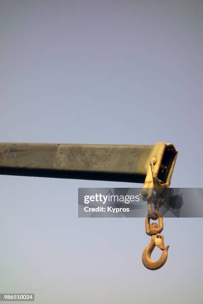 europe, greece, 2018: view of mobile crane - jib stockfoto's en -beelden