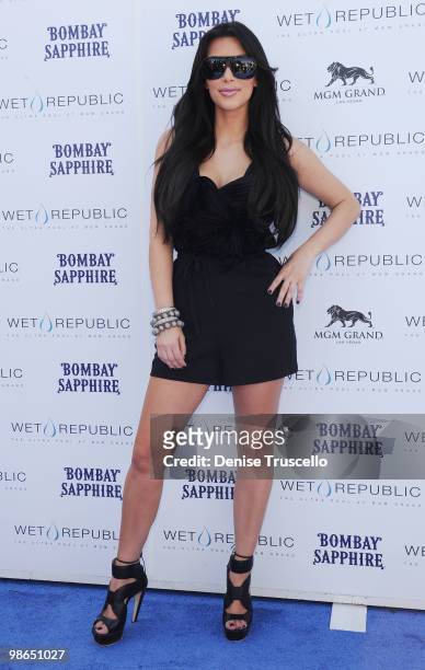 Kim Kardashian arrives at Wet Republic on April 24, 2010 in Las Vegas, Nevada.