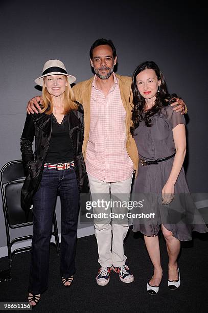 Actors Patricia Clarkson and Alexander Siddig, and director Ruba Nadda of the film "Cairo Time" attend Meet The Filmmaker at the Apple Store Soho on...