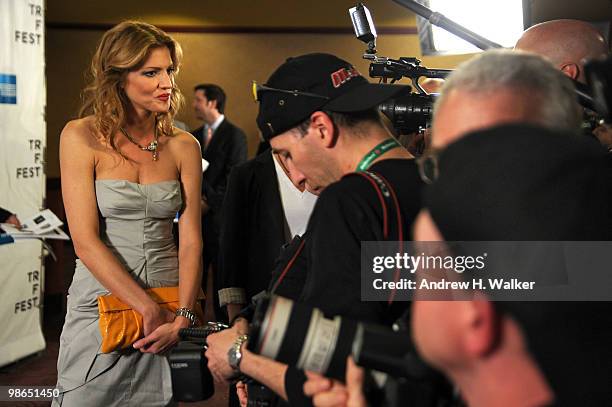 Actress Tricia Helfer attends the premiere of "Open House" during the 2010 Tribeca Film Festival at the Clearview Chelsea Cinemas on April 24, 2010...