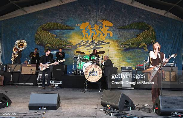 The Preservation Hall Jazz Band performs with My Morning Jacket at the 2010 New Orleans Jazz & Heritage Festival Presented By Shell at the Fair...