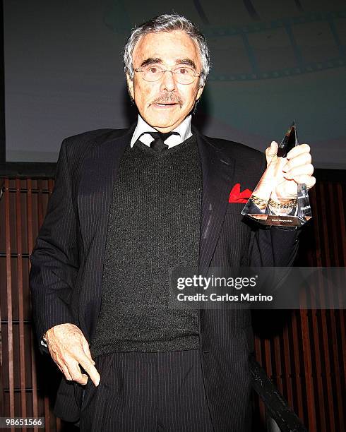 Burt Reynolds receivesa Lifetime Achievement Award at the 15th Annual Palm Beach International Film Festival on April 23, 2010 in Palm Beach, Florida.