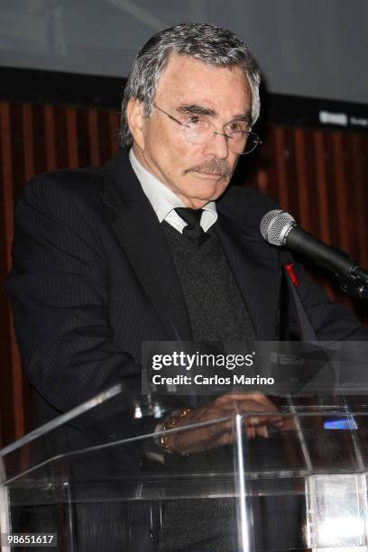 Burt Reynolds receivesa Lifetime Achievement Award at the 15th Annual Palm Beach International Film Festival on April 23, 2010 in Palm Beach, Florida.