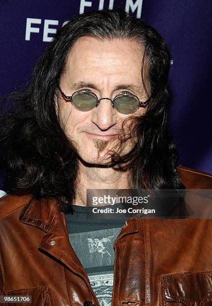 Musician Geddy Lee of the band Rush attends the premiere of "RUSH: Beyond The Lighted Stage" during the 2010 Tribeca Film Festival at the School of...