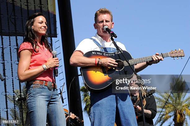 Singer Joey Martin Feek and musician Rory Lee Feek of Joey + Rory perform during day 1 of Stagecoach: California's Country Music Festival 2010 held...