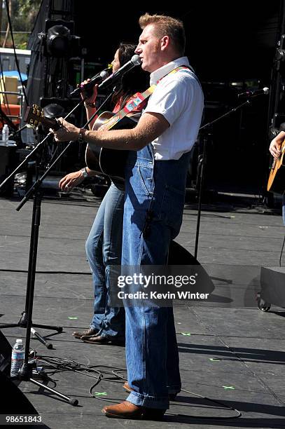 Musician Rory Lee Feek of Joey + Rory performs during day 1 of Stagecoach: California's Country Music Festival 2010 held at The Empire Polo Club on...