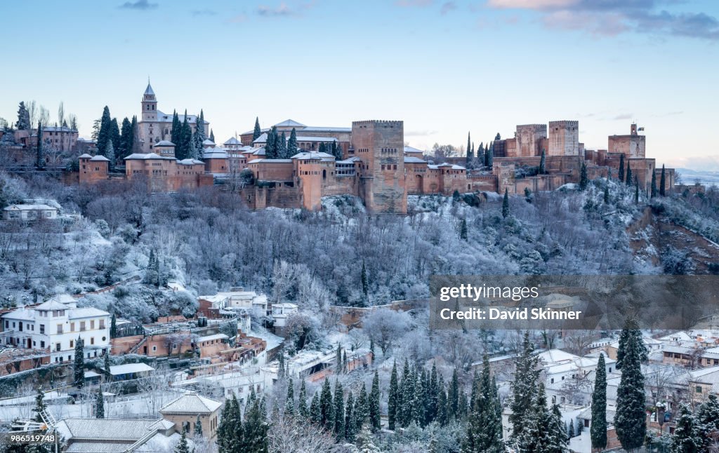 Ahambra during winter in Granada, Spain.