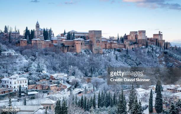 ahambra during winter in granada, spain. - granada province stock pictures, royalty-free photos & images