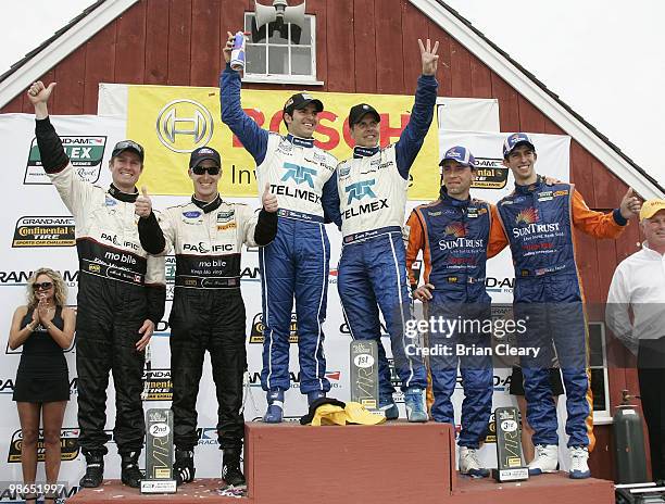 Podium finishers. , Mark Wilkins, Burt Frisselle, Memo Rojas, Scott Pruett, Max Angelelli and Ricky Taylor in victory lane after the Bosch...