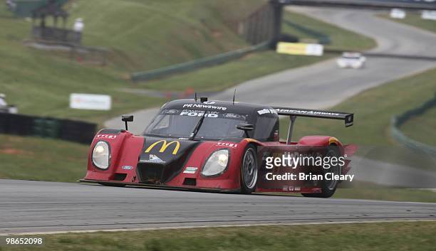 The Ford Dallara of Memo Gidley and Dion von Moltke in action during the Bosch Engineering 250 at Virginia International Raceway on April 24, 2010 in...