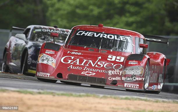 The Chevrolet Riley of Alex Gurney and Jon Fogarty crests a hill during the Bosch Engineering 250 at Virginia International Raceway on April 24, 2010...