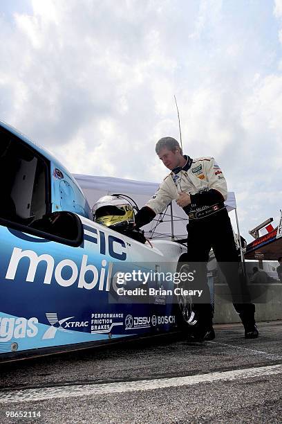 Mark Wilkins prepares before the Bosch Engineering 250 at Virginia International Raceway on April 24, 2010 in Alton, Virginia.