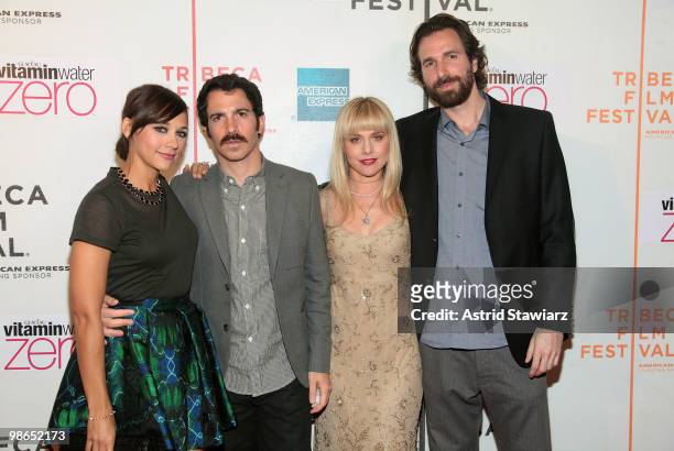 Rashida Jones, Chris Messina, Meital Dohan and director Dana Adam Shapiro attend the premiere of "Monogamy" during the 2010 Tribeca Film Festival at...