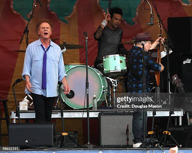 Simon & Garfunkel perform at the 2010 New Orleans Jazz & Heritage Festival Presented By Shell at the Fair Grounds Race Course on April 24, 2010 in...