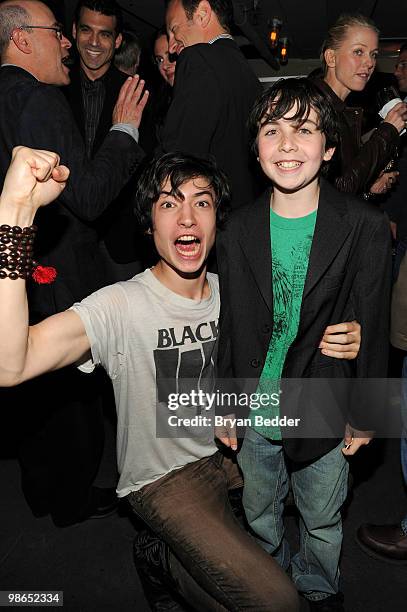 Actors Ezra Miller and Skyler Fortgang attend the "Every Day" after party during the 2010 Tribeca Film Festival at 675 Bar on April 24, 2010 in New...