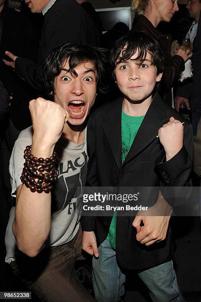 Actors Ezra Miller and Skyler Fortgang attend the "Every Day" after party during the 2010 Tribeca Film Festival at 675 Bar on April 24, 2010 in New...