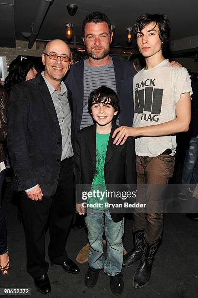 Richard Levine, Liev Schreiber, Skyler Fortgang, and Ezra Miller attend the "Every Day" after party during the 2010 Tribeca Film Festival at 675 Bar...